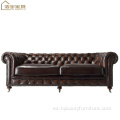 sillón americano de cuero marrón sala de estar sofá chesterfield